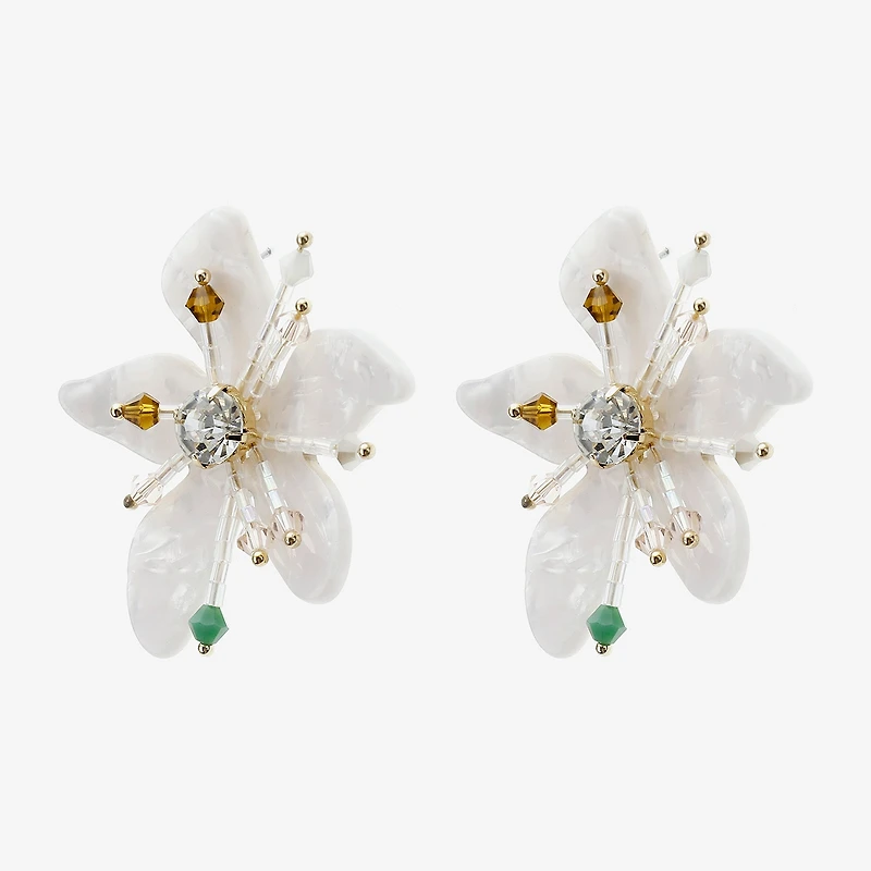 Bijoux Bar Womens Glass Flower Drop Earrings