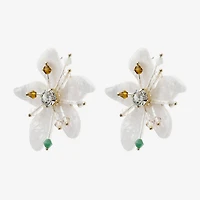 Bijoux Bar Womens Glass Flower Drop Earrings