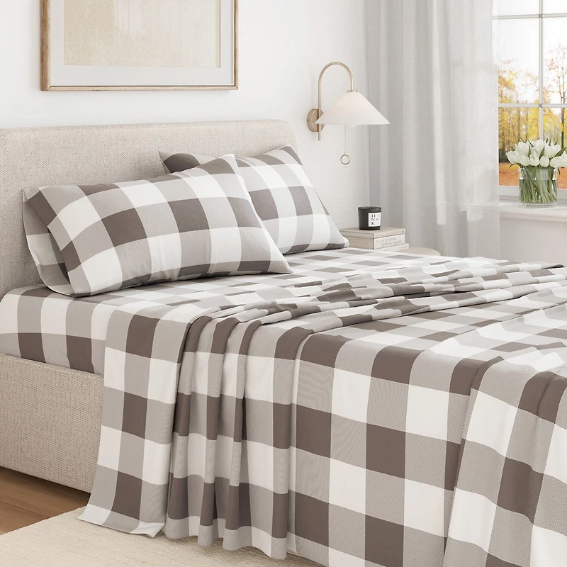 Linery Turkish Cotton Print Flannel Wrinkle Resistant Sheet Set