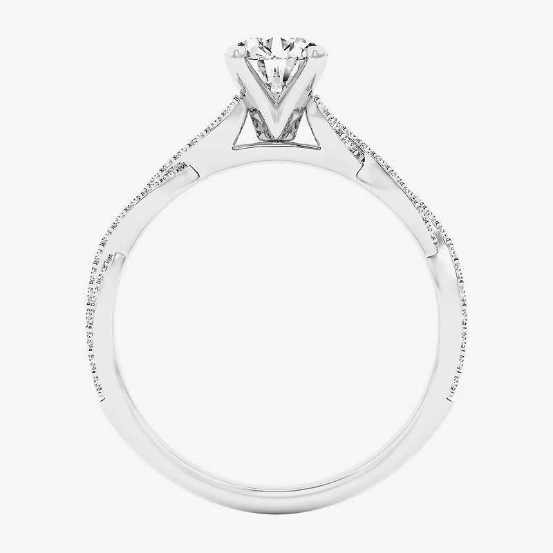 (G / Si1-Si2) Womens 1 CT. T.W. Lab Grown White Diamond 10K Gold Side Stone Engagement Ring
