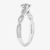 (G / Si1-Si2) Womens 1 CT. T.W. Lab Grown White Diamond 10K Gold Side Stone Engagement Ring