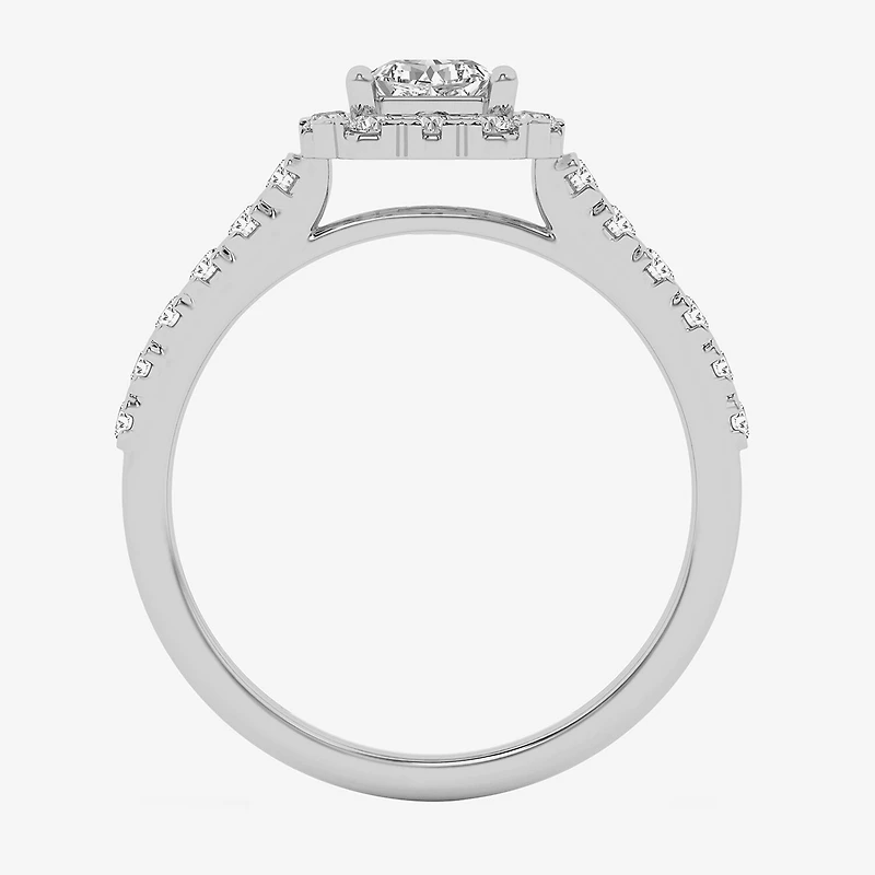 G / Si1-Si2) Womens 1 CT. T.W. Lab Grown White Diamond 10K Gold Side Stone Engagement Ring