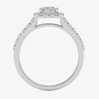 G / Si1-Si2) Womens 1 CT. T.W. Lab Grown White Diamond 10K Gold Side Stone Engagement Ring
