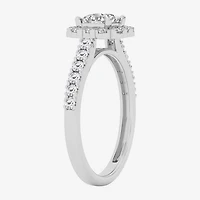 G / Si1-Si2) Womens 1 CT. T.W. Lab Grown White Diamond 10K Gold Side Stone Engagement Ring