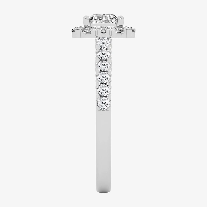 G / Si1-Si2) Womens 1 CT. T.W. Lab Grown White Diamond 10K Gold Side Stone Engagement Ring