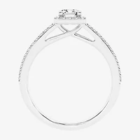 (G / Si1-Si2) Womens 1 CT. T.W. Lab Grown White Diamond 10K Gold Side Stone Halo Engagement Ring