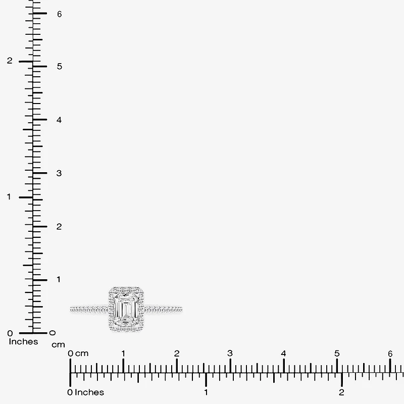 (G / Si1-Si2) Womens 1 CT. T.W. Lab Grown White Diamond 10K Gold Side Stone Halo Engagement Ring