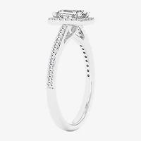 (G / Si1-Si2) Womens 1 CT. T.W. Lab Grown White Diamond 10K Gold Side Stone Halo Engagement Ring