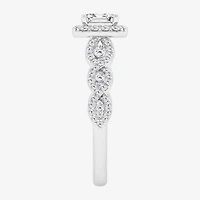 (G / Si1-Si2) Womens 1 CT. T.W. Lab Grown White Diamond 10K Gold Side Stone Halo Engagement Ring