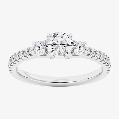 Love Lives Forever (G / Si1-Si2) Womens 1 CT. T.W. Lab Grown White Diamond 10K Gold Side Stone 3-Stone Engagement Ring