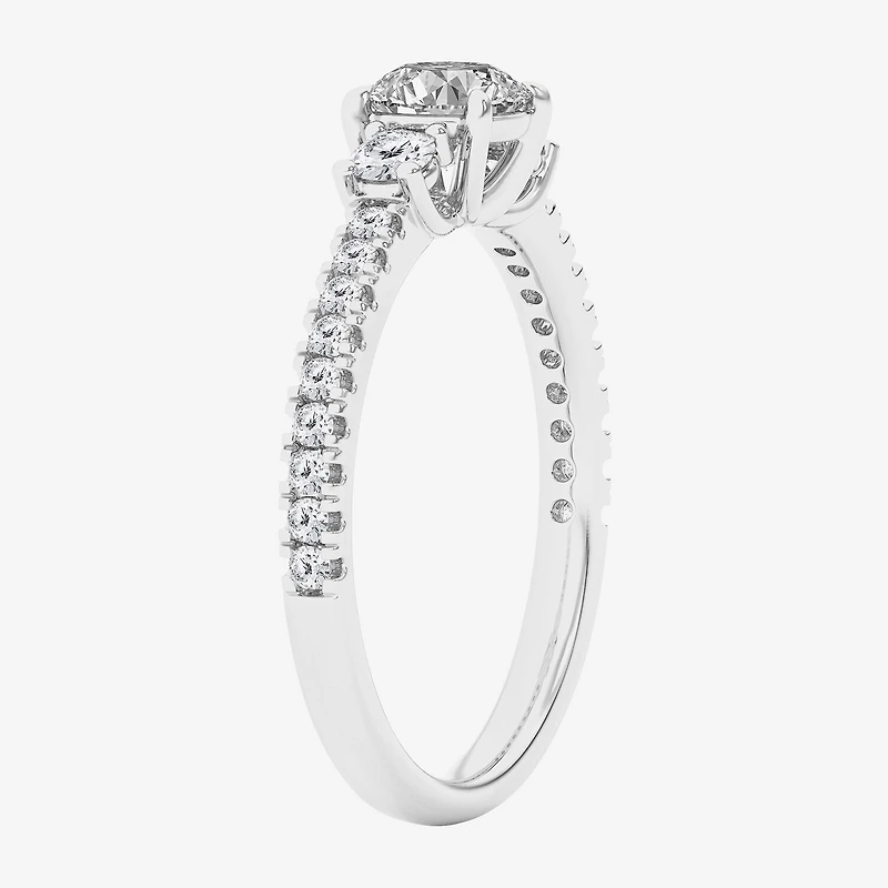 Love Lives Forever (G / Si1-Si2) Womens 1 CT. T.W. Lab Grown White Diamond 10K Gold Side Stone 3-Stone Engagement Ring