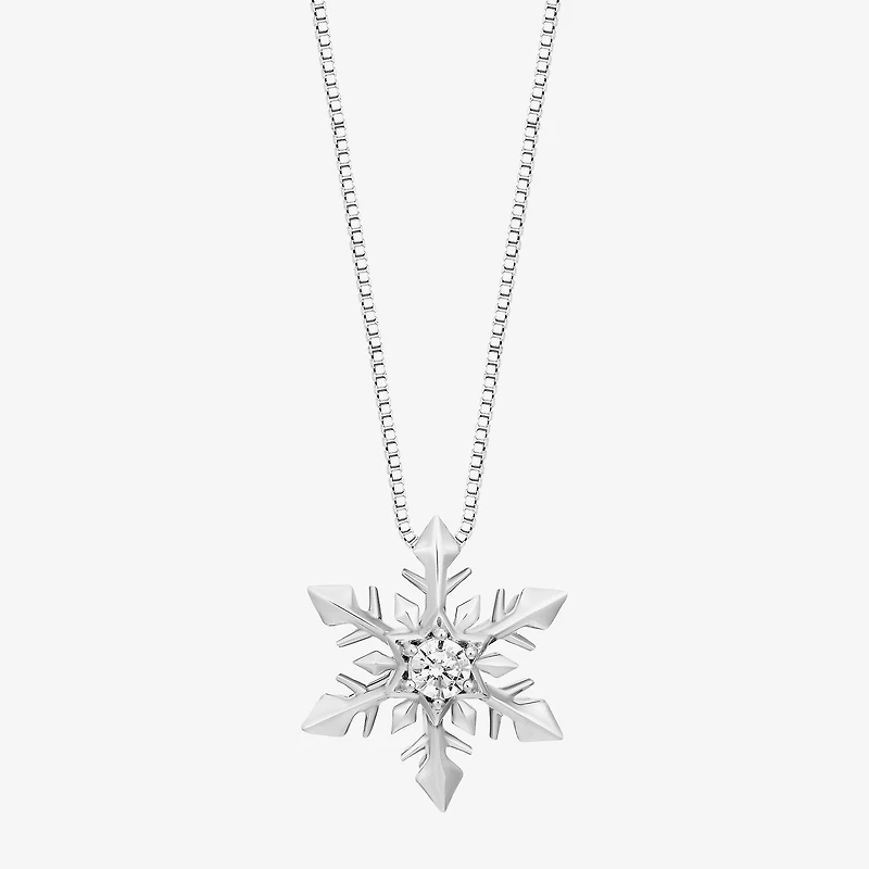 Enchanted Disney Fine Jewelry (I, I2) Womens 1/5 CT. Lab Grown White Diamond Snowflake 2-pc. Pendant Necklace Set