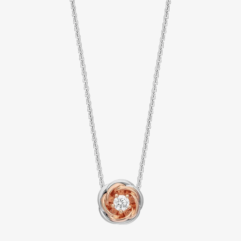 Enchanted Disney Fine Jewelry (I,I2) Womens 3/8 CT. T.W. Lab Grown White Diamond Flower 2-pc. Pendant Necklace Set