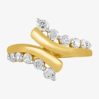 (I / I2) Womens 2 CT.T.W. Lab Grown White Diamond Sterling Silver Round Cluster Crossover Cocktail Ring