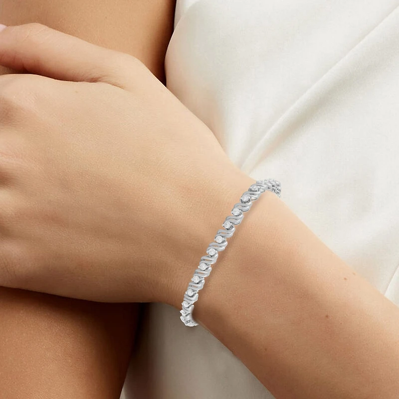 (I, I2) Womens 2 CT. T.W. Lab Grown White Diamond 14K Gold Over Silver 8 Inch Tennis Bracelet
