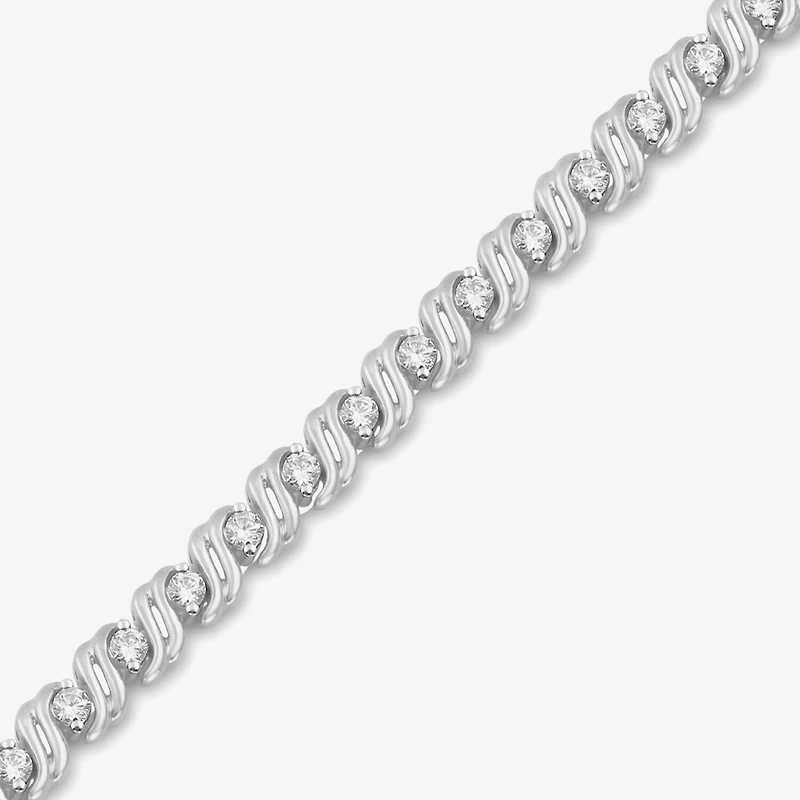 (I, I2) Womens 2 CT. T.W. Lab Grown White Diamond 14K Gold Over Silver 8 Inch Tennis Bracelet