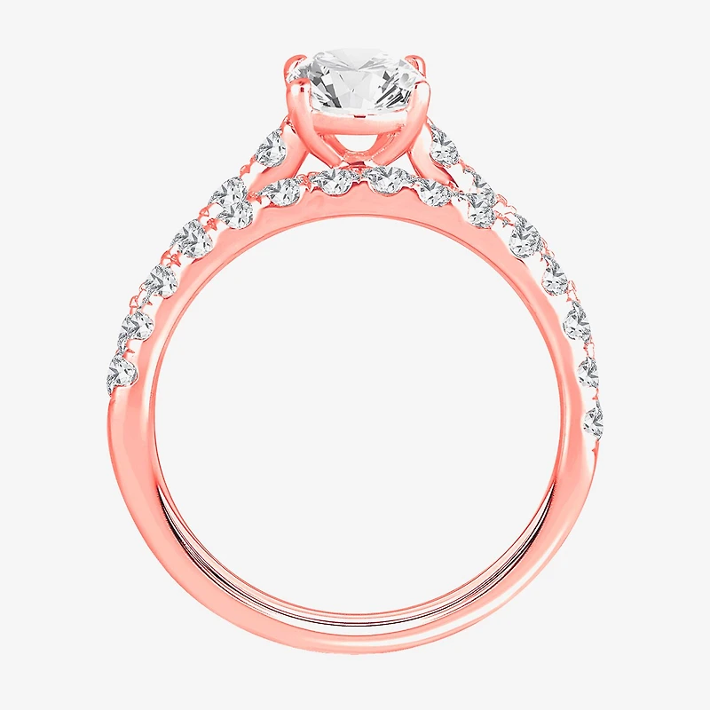 Signature By Modern Bride (H-I / Si1-Si2) Womens 2 CT. T.W. Lab Grown White Diamond 14K Gold Oval Bridal Set