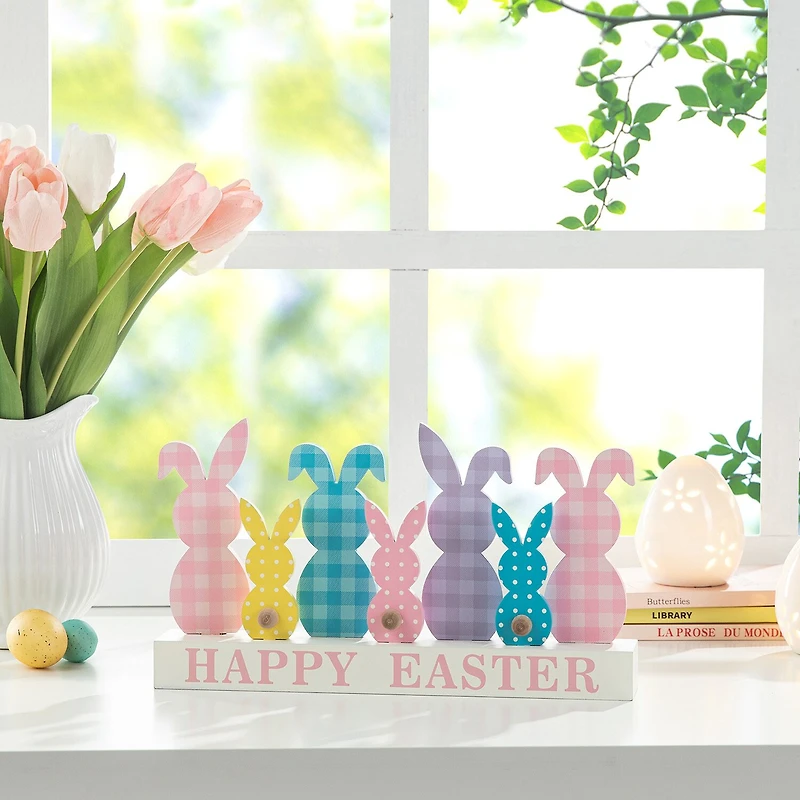 Glitzhome Wooden Bunny Family Easter Tabletop Decor