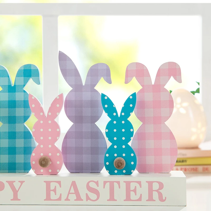 Glitzhome Wooden Bunny Family Easter Tabletop Decor