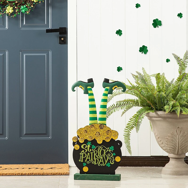 Glitzhome Pot Of Gold  Decor St. Patricks Day Porch Sign