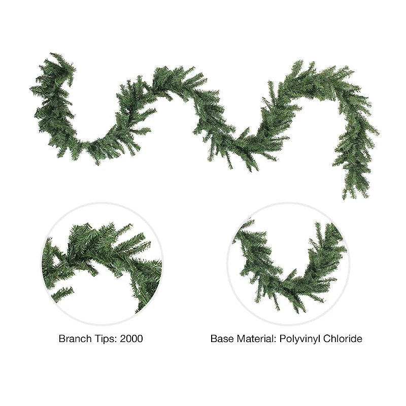 100' x 8'' Green Commercial Length Canadian Pine Artificial Christmas Garland Unlit