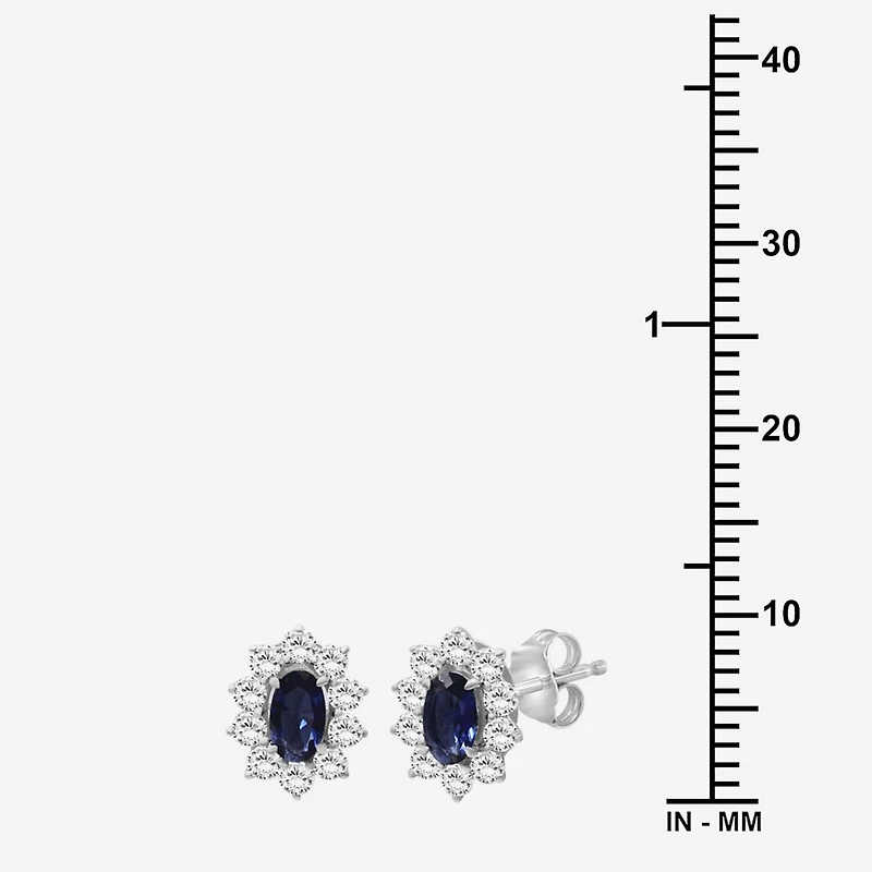 Womens Oval-cut Gemstone & 1/2 CT. T.W. Lab-Grown Diamond 10K Gold 9.4mm Stud Earrings