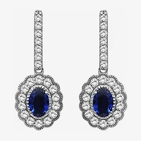 Womens Oval-cut Gemstone & 3/4 CT. T.W. Lab-Grown Diamond 10K Gold Drop Earrings