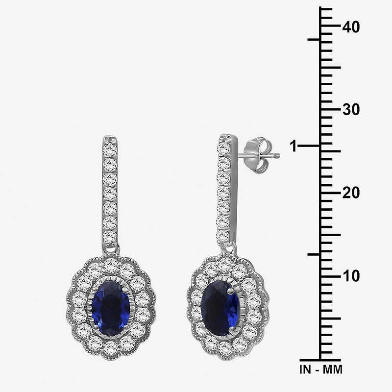 Womens Oval-cut Gemstone & 3/4 CT. T.W. Lab-Grown Diamond 10K Gold Drop Earrings