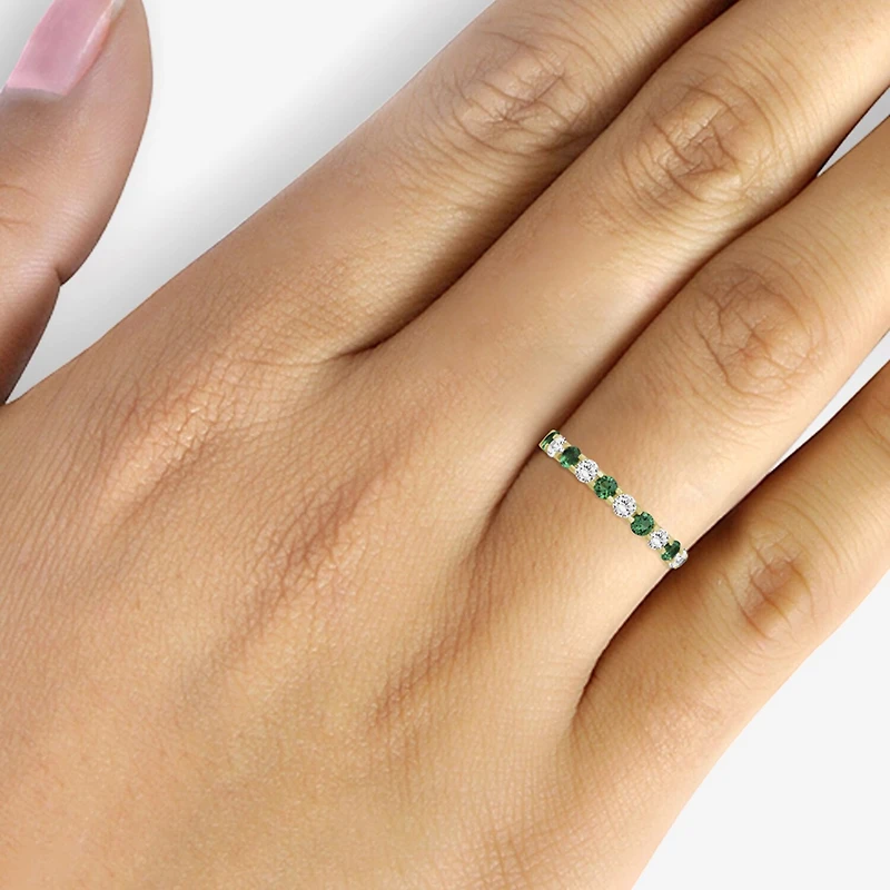 Womens Gemstone & 1/2 CT. T.W. Lab-Grown Diamond 10K Gold 2.5MM Band