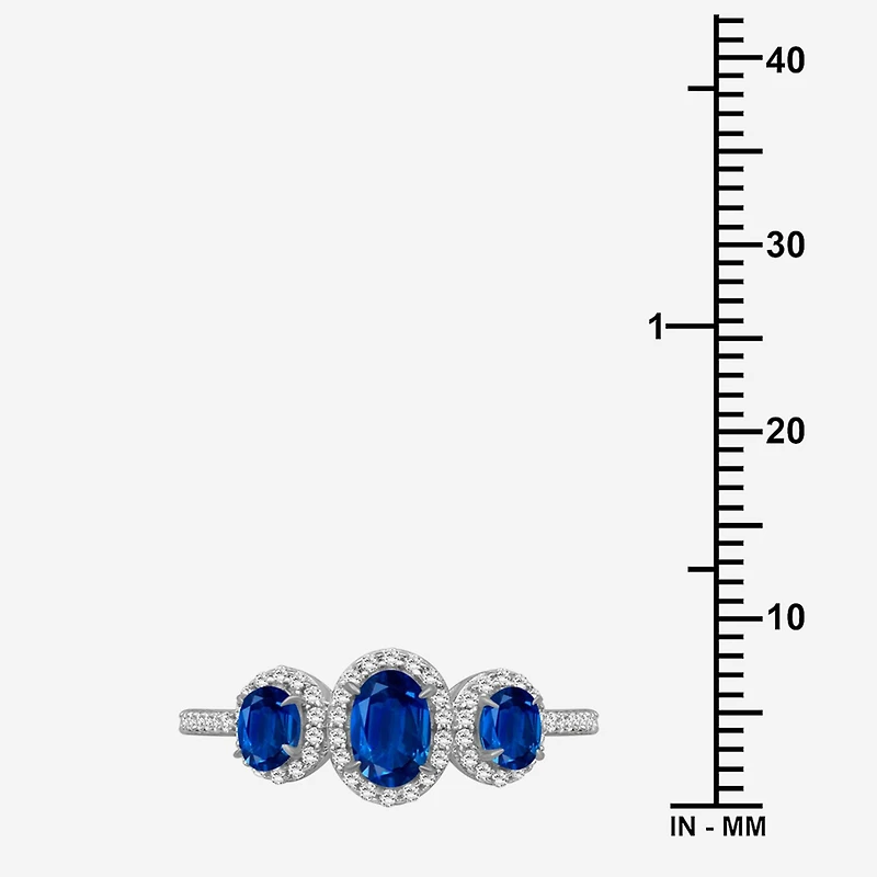 Womens Gemstone & 1/5 CT. T.W. Natural Diamond 10K Gold Oval 3-Stone Cocktail Ring
