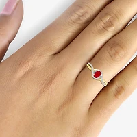 Womens Gemstone & 1/10 CT. T.W. Natural Diamond 10K Gold Oval Cocktail Ring