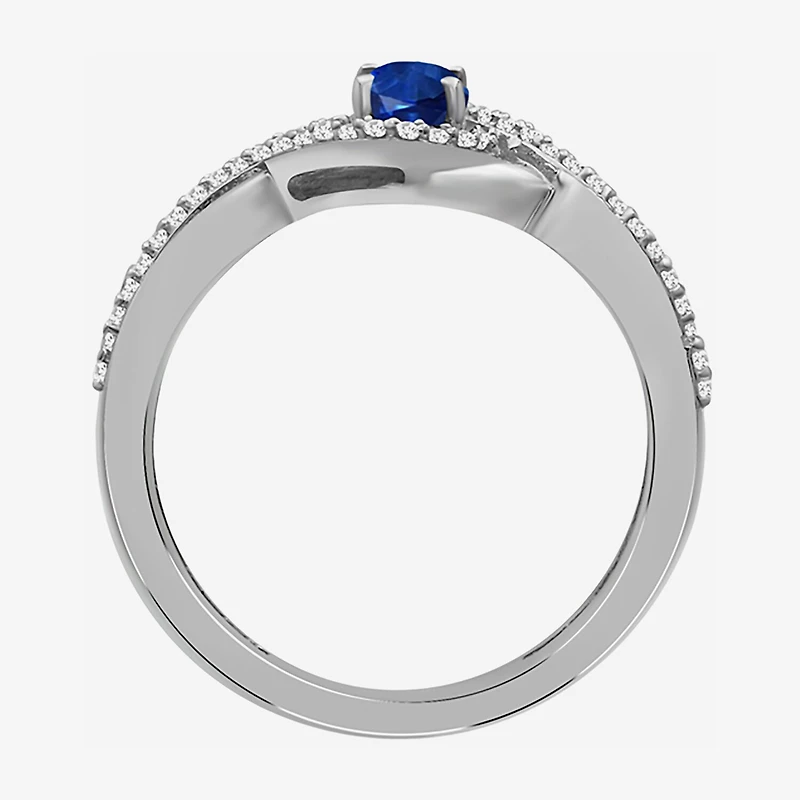 Womens Gemstone & 1/10 CT. T.W. Natural Diamond 10K Gold Oval Cocktail Ring