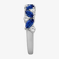 Womens 2MM Gemstone & 1/3 CT. T.W. Natural Diamond 10K Gold Marquise Band