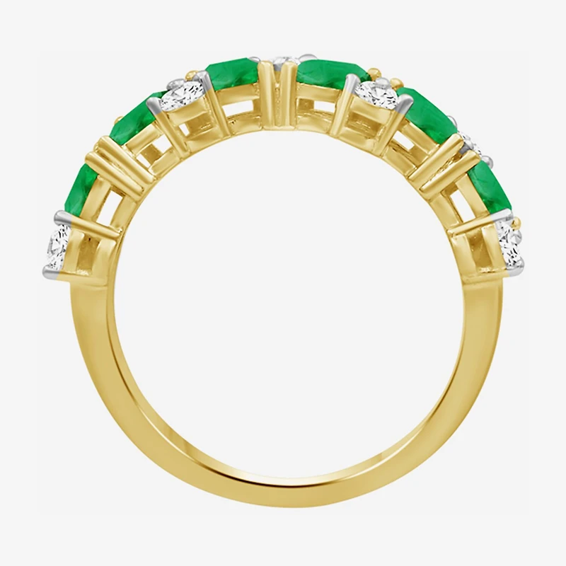Womens 2MM Gemstone & 1/3 CT. T.W. Natural Diamond 10K Gold Marquise Band