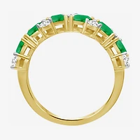 Womens 2MM Gemstone & 1/3 CT. T.W. Natural Diamond 10K Gold Marquise Band