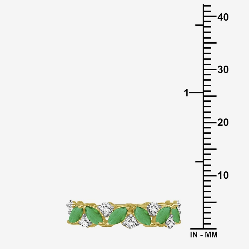 Womens 2MM Gemstone & 1/3 CT. T.W. Natural Diamond 10K Gold Marquise Band