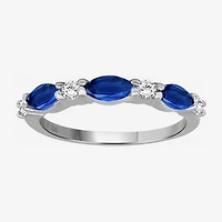 Womens Gemstone & 1/8 CT. T.W. Natural Diamond 10K Gold Marquise Band