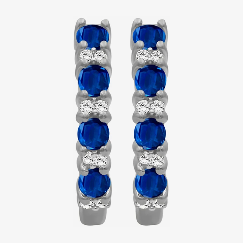 Womens Gemstone & 1/10 CT. T.W. Natural Diamond 10K Gold 15.4mm Hoop Earrings