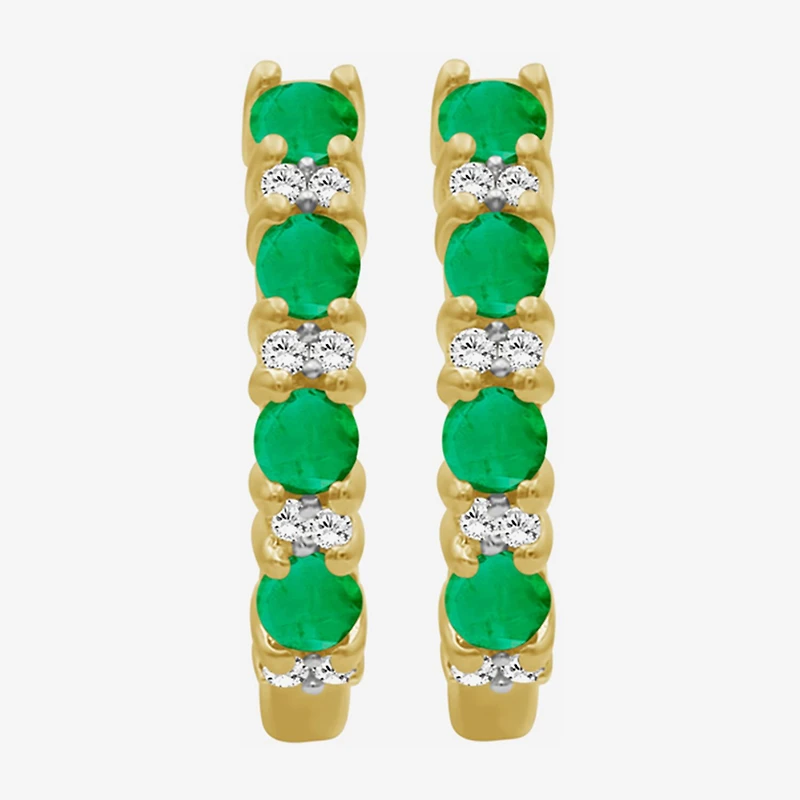 Womens Gemstone & 1/10 CT. T.W. Natural Diamond 10K Gold 15.4mm Hoop Earrings