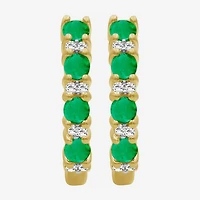 Womens Gemstone & 1/10 CT. T.W. Natural Diamond 10K Gold 15.4mm Hoop Earrings