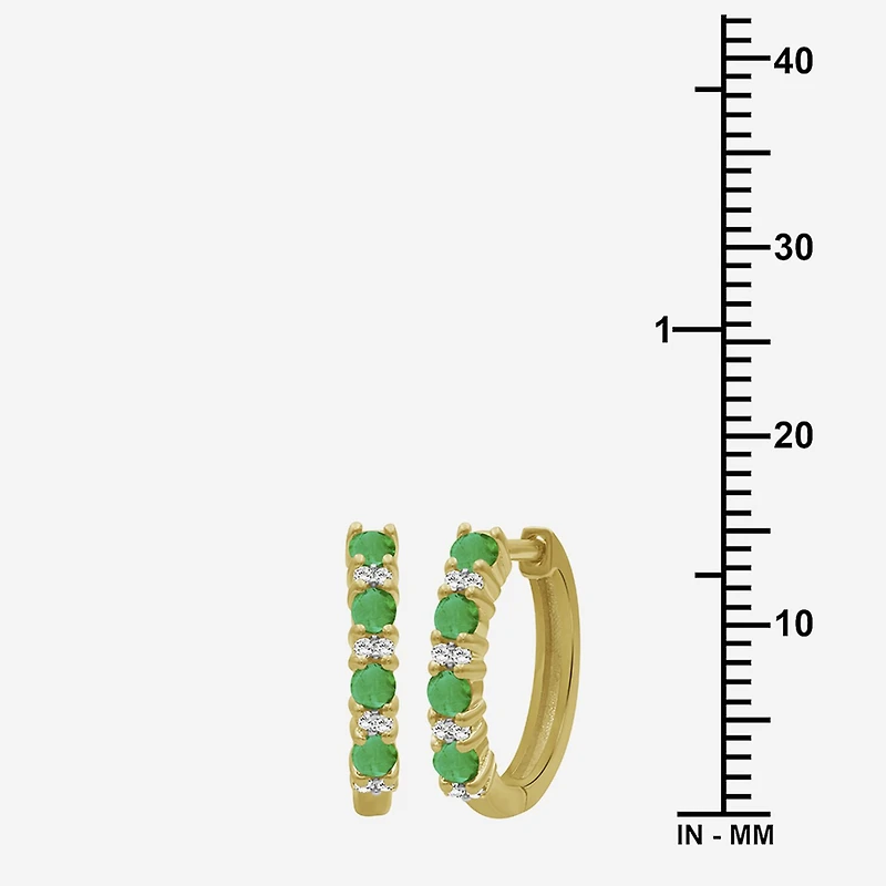 Womens Gemstone & 1/10 CT. T.W. Natural Diamond 10K Gold 15.4mm Hoop Earrings