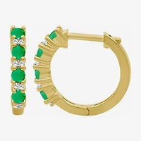 Womens Gemstone & 1/10 CT. T.W. Natural Diamond 10K Gold 15.4mm Hoop Earrings