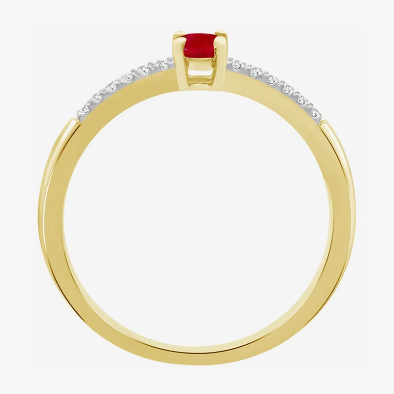 Womens Gemstone & 1/10 CT. T.W. Natural Diamond 10K Gold Cocktail Ring