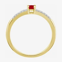 Womens Gemstone & 1/10 CT. T.W. Natural Diamond 10K Gold Cocktail Ring