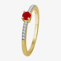 Womens Gemstone & 1/10 CT. T.W. Natural Diamond 10K Gold Cocktail Ring