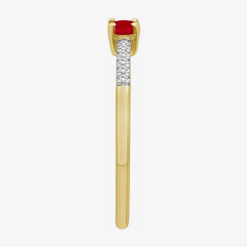 Womens Gemstone & 1/10 CT. T.W. Natural Diamond 10K Gold Cocktail Ring