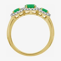 Womens Gemstone & 1/5 CT. T.W. Natural Diamond 10K Gold 3-Stone Cocktail Ring