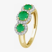 Womens Gemstone & 1/5 CT. T.W. Natural Diamond 10K Gold 3-Stone Cocktail Ring