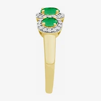 Womens Gemstone & 1/5 CT. T.W. Natural Diamond 10K Gold 3-Stone Cocktail Ring