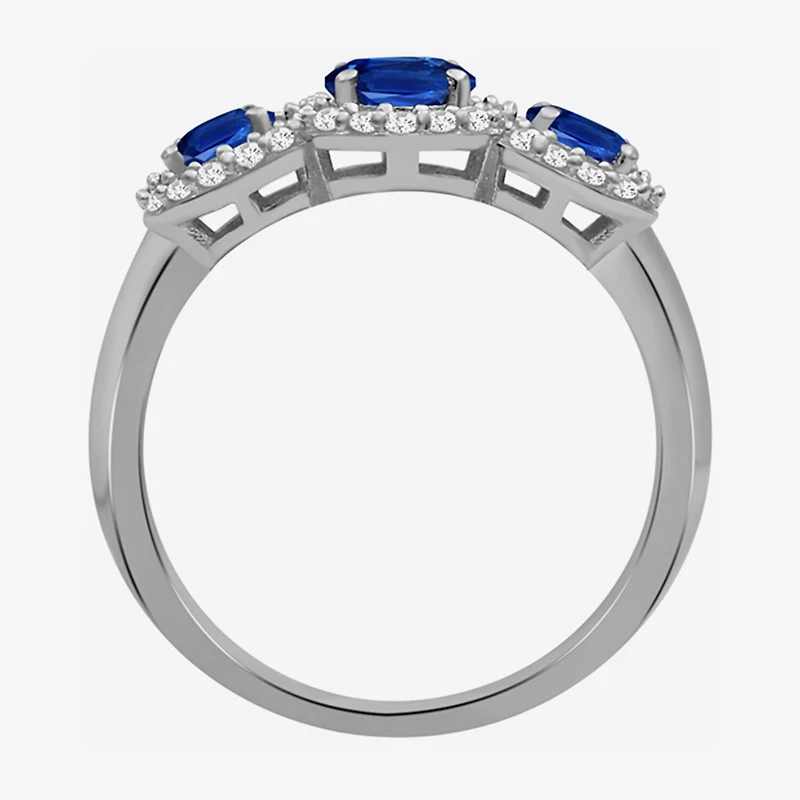 Womens Gemstone & 1/5 CT. T.W. Natural Diamond 10K Gold 3-Stone Cocktail Ring